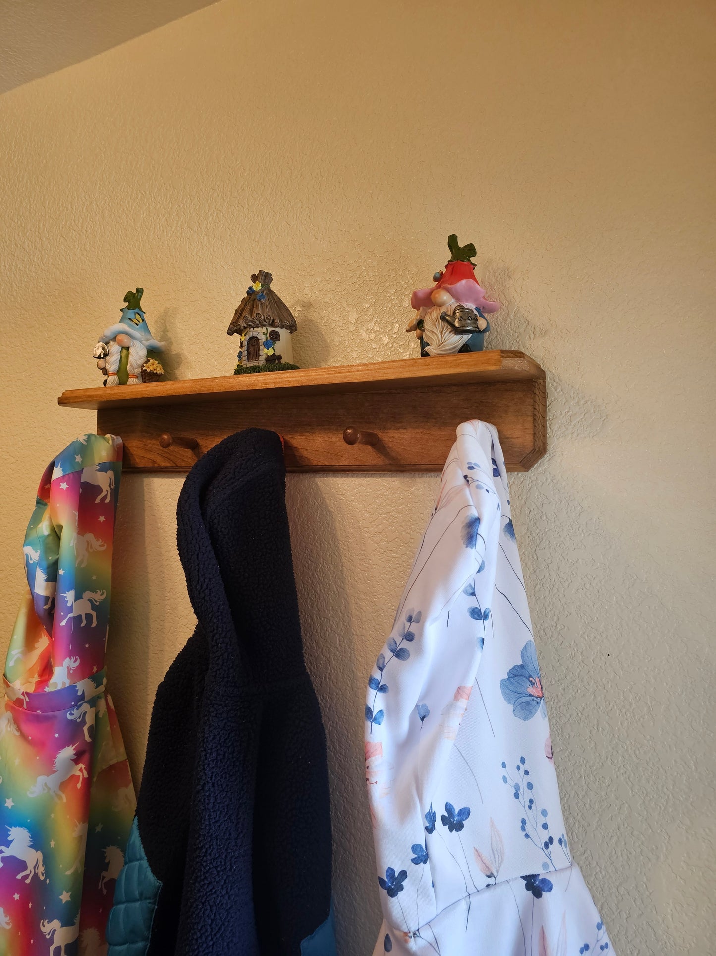 Handmade Pine Coat Rack with Shelf – Rustic Farmhouse Wall Organizer, Wooden Peg Rack for Entryway or Bedroom