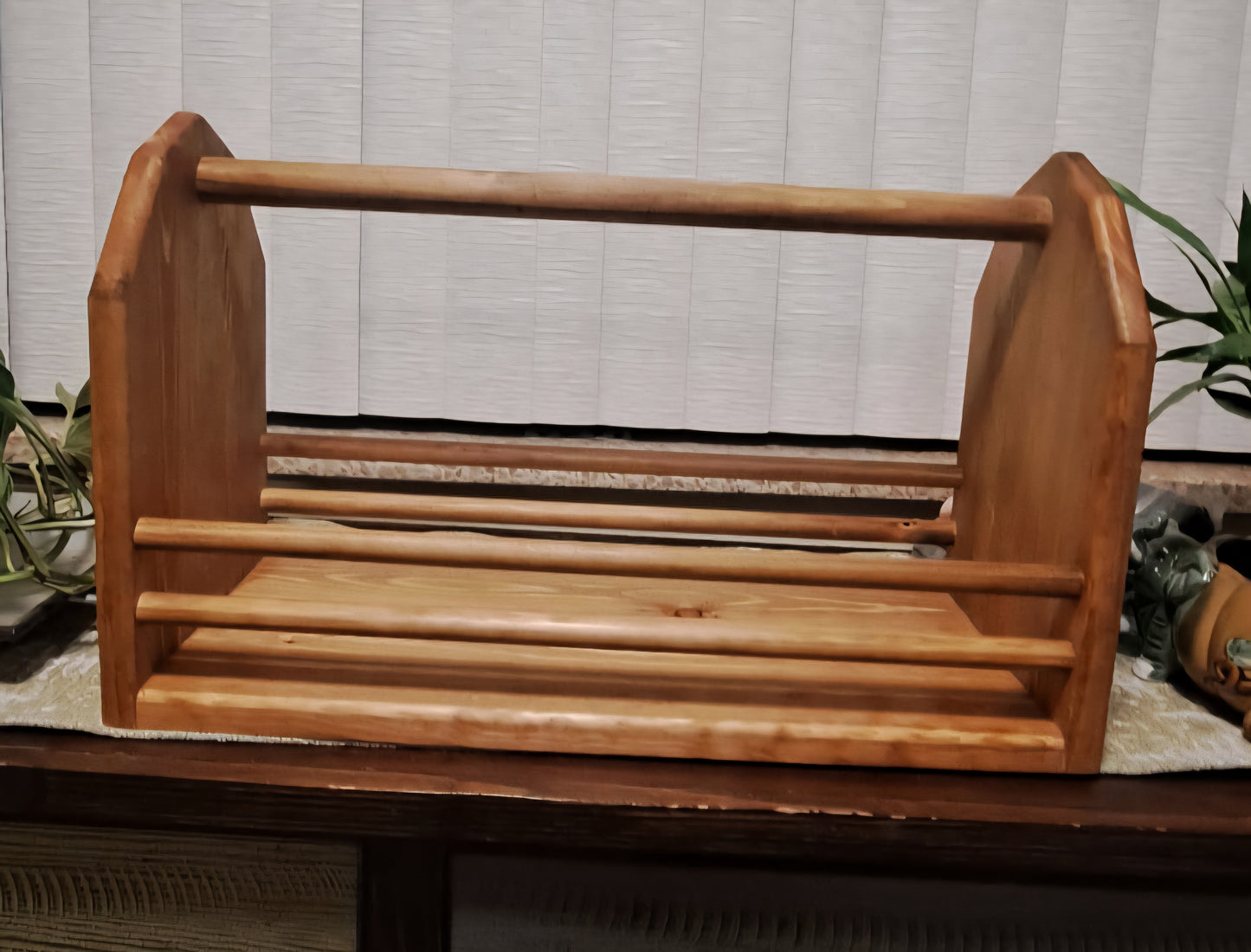 Rustic Wooden Caddy with Deer Head Design – Handmade Farmhouse Organizer for Kitchen, Craft, or Outdoors