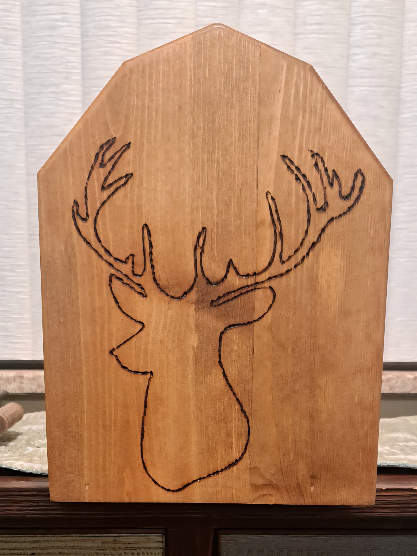 Rustic Wooden Caddy with Deer Head Design – Handmade Farmhouse Organizer for Kitchen, Craft, or Outdoors