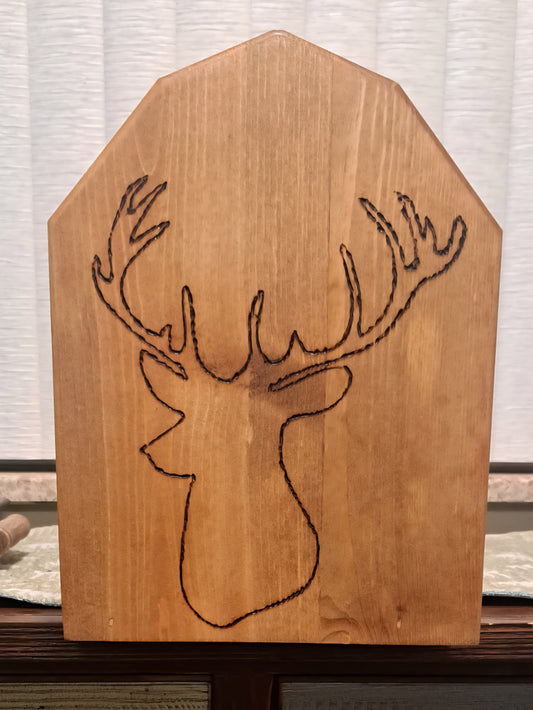 Rustic Wooden Caddy with Deer Head Design – Handmade Farmhouse Organizer for Kitchen, Craft, or Outdoors