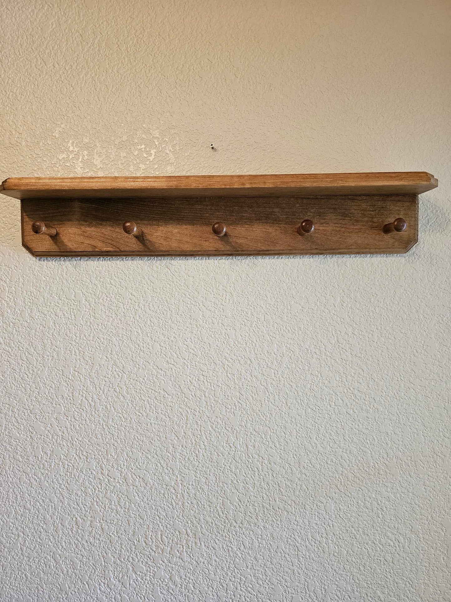 Handmade Pine Coat Rack with Shelf – Rustic Farmhouse Wall Organizer, Wooden Peg Rack for Entryway or Bedroom