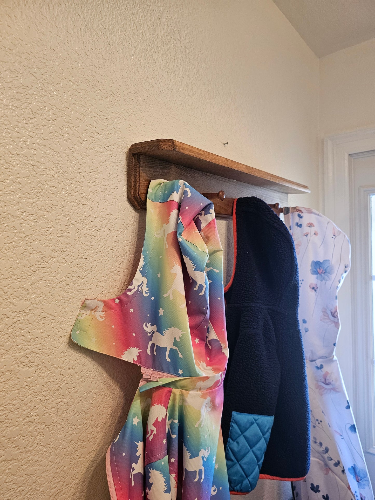 Handmade Pine Coat Rack with Shelf – Rustic Farmhouse Wall Organizer, Wooden Peg Rack for Entryway or Bedroom