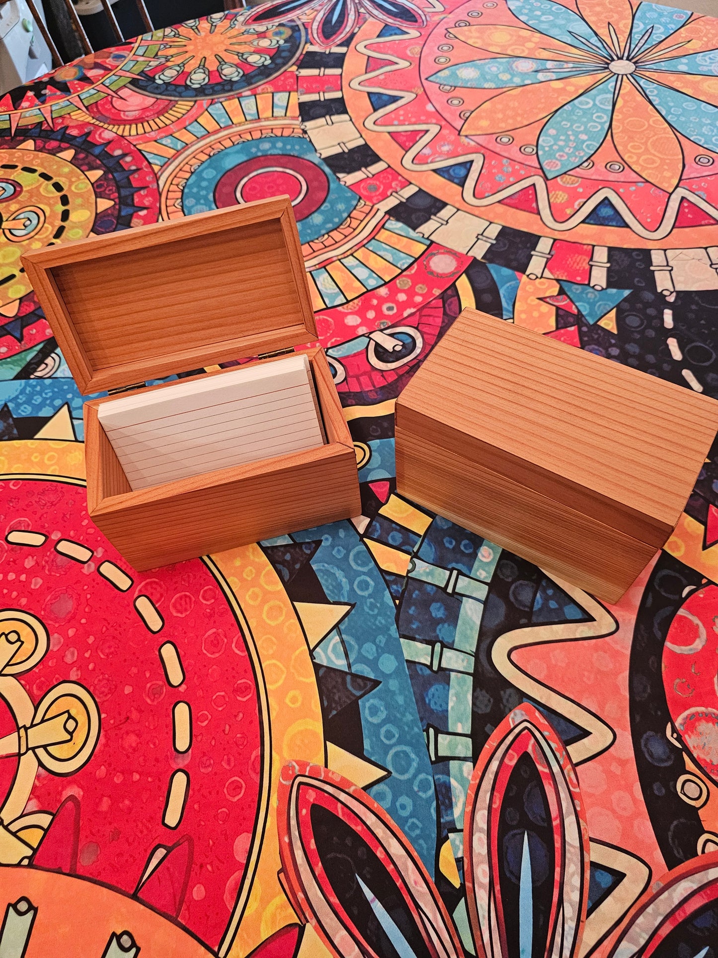 Handmade Redwood Recipe Box – Rustic Fall Kitchen Organizer for 4x6 Cards, Halloween & Thanksgiving Gift
