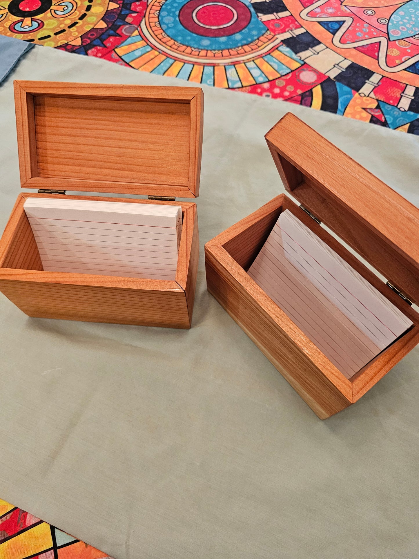 Handmade Redwood Recipe Box – Rustic Fall Kitchen Organizer for 4x6 Cards, Halloween & Thanksgiving Gift
