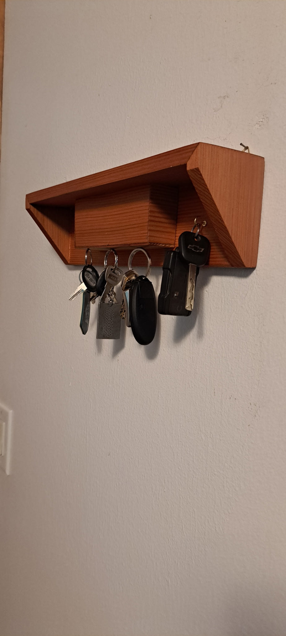 Handmade Wooden Magnetic Key Holder, Rustic Wall Organizer, Entryway Storage Rack for Keys