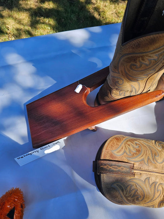 Handmade Mahogany Boot Jack – Rustic Wooden Boot Remover for Cowboy, Western, and Work Boots