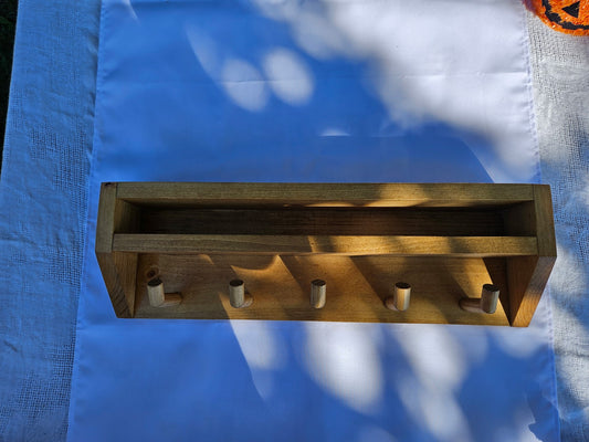 Handmade Wooden Wall-Mounted Coat Rack with Storage Shelf – Rustic Entryway Organizer with 5 Peg Hooks