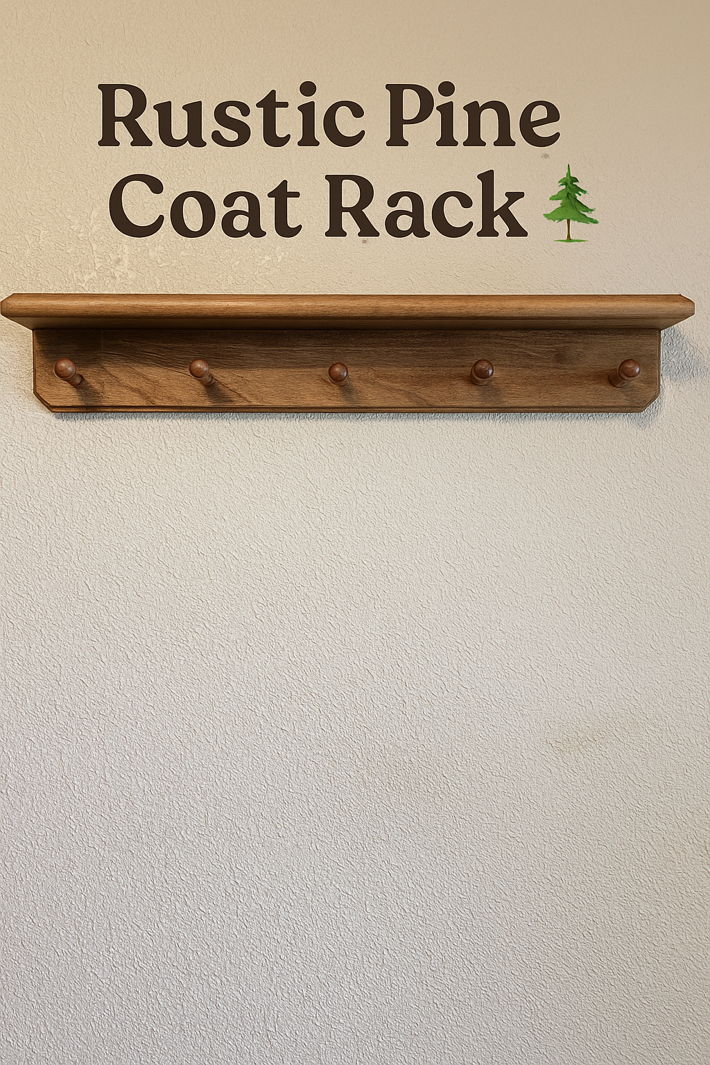 Handmade Pine Coat Rack with Shelf – Rustic Farmhouse Wall Organizer, Wooden Peg Rack for Entryway or Bedroom