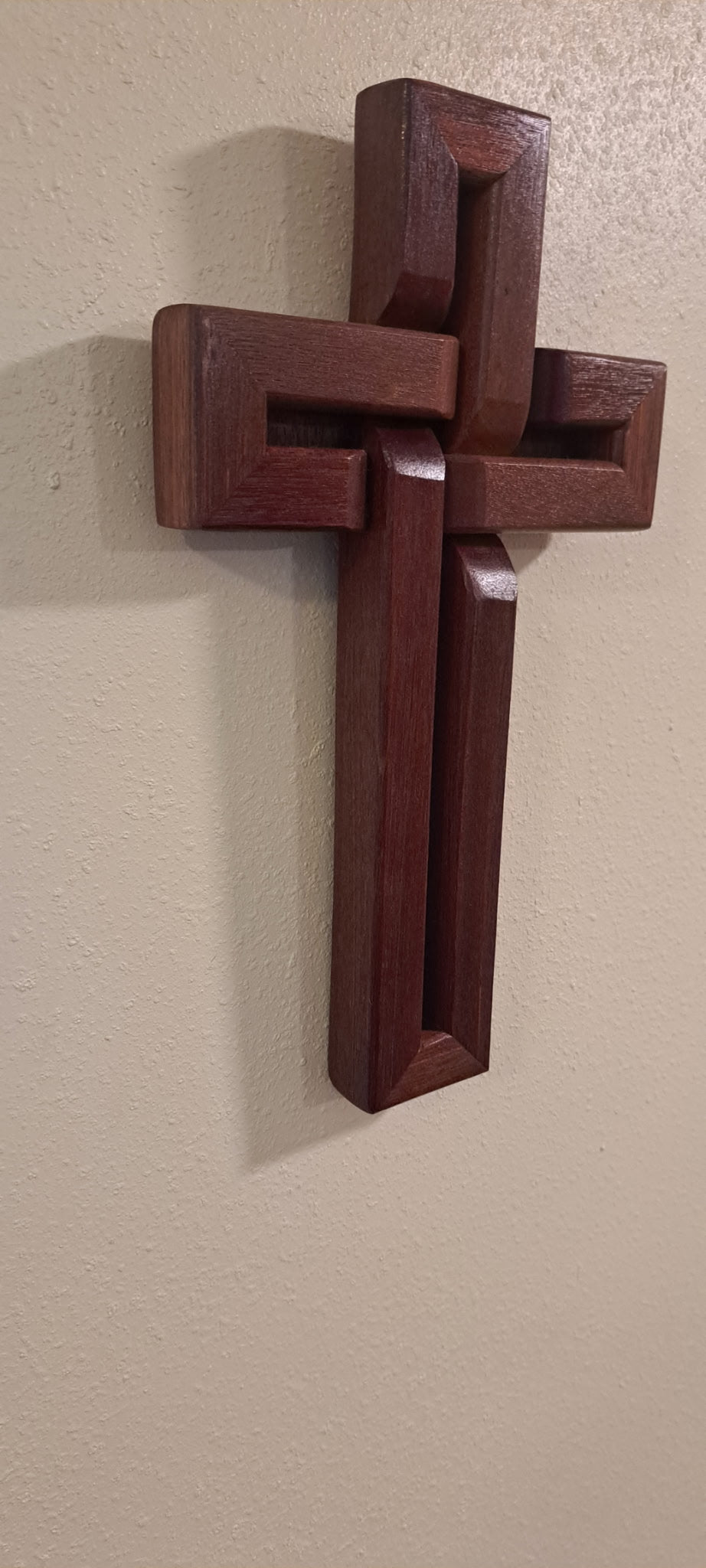 Handmade Mahogany Wall Cross | Deep Mahogany Finish | Christian Wood Decor | Religious Gift | Wedding • Memorial • Baptism
