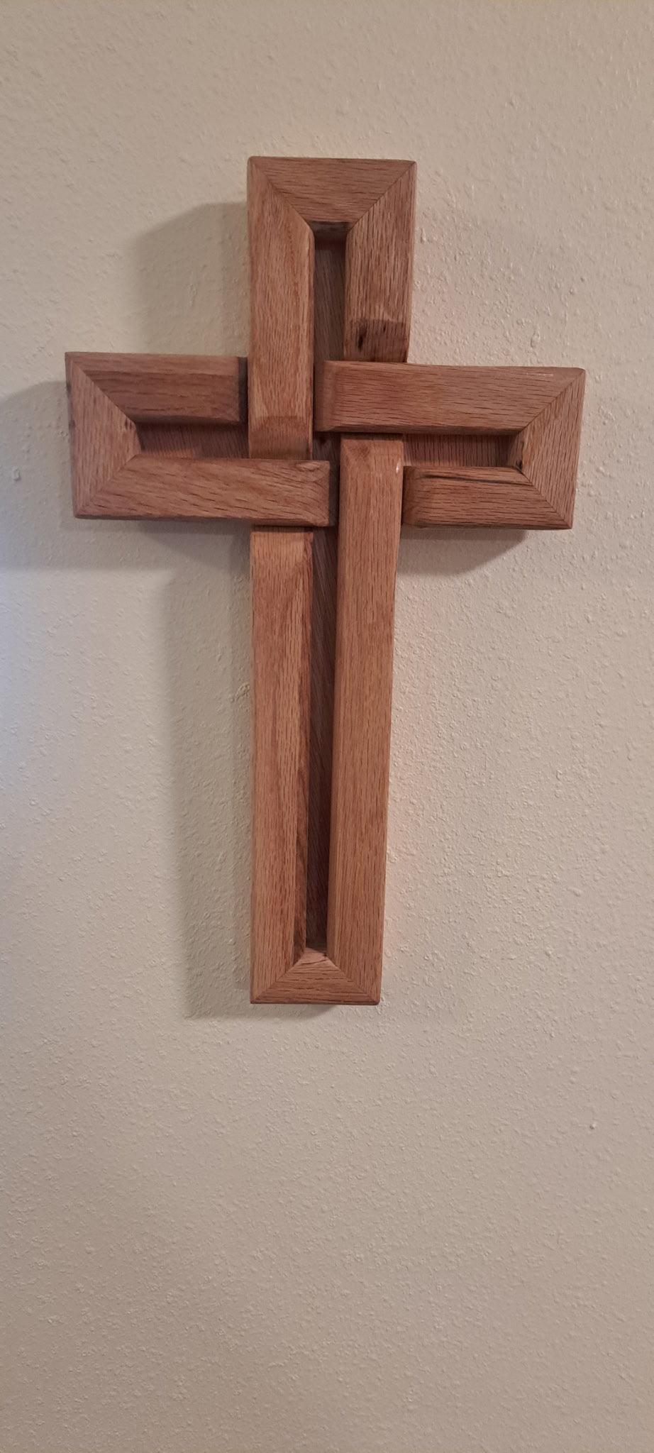 Handmade Oak Wall Cross | Interlocking Wood Cross | Christian Home Decor | Rustic Faith Gift | Baptism • Wedding • Housewarming