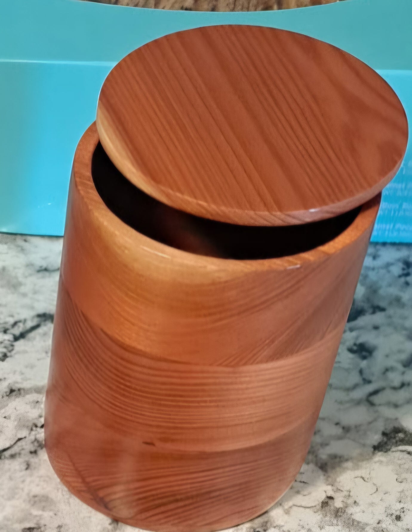 Redwood Round Storage Container | Handmade Wooden Jar with Lid | Rustic Organizer | Kitchen • Bath • Desk Decor