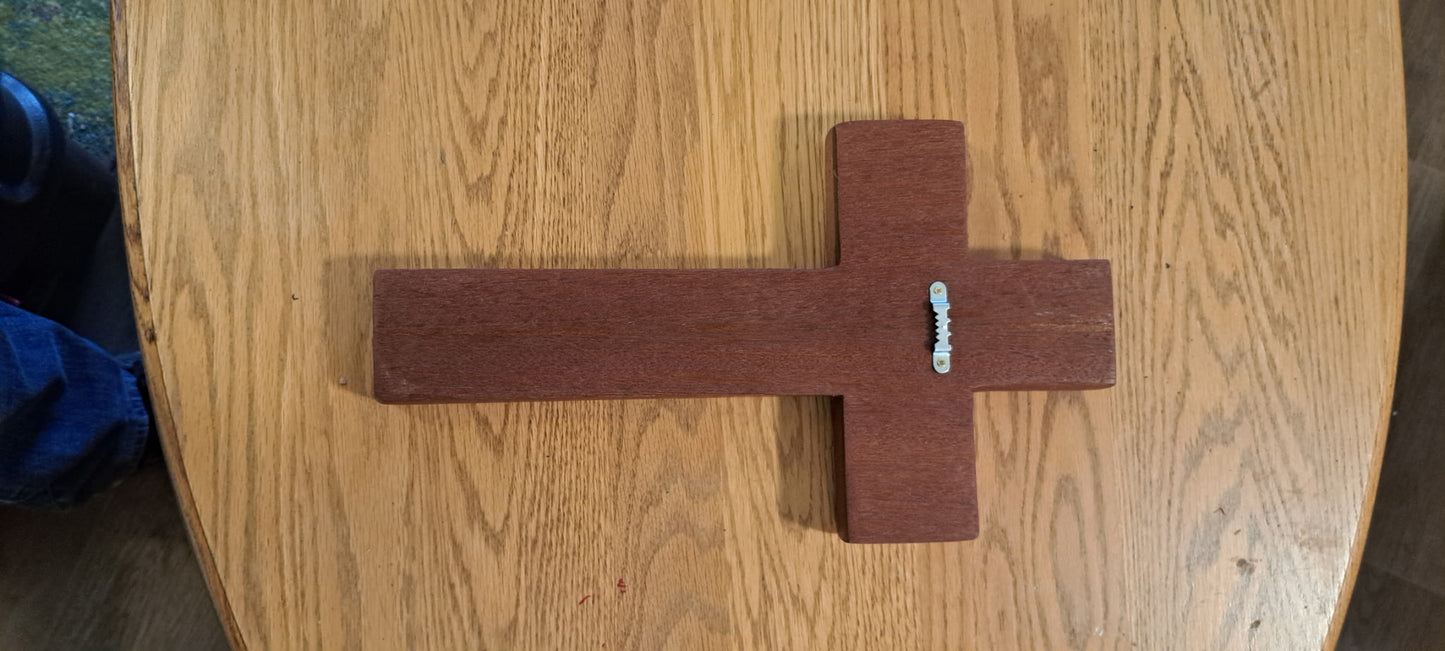 Handmade Mahogany Wall Cross | Deep Mahogany Finish | Christian Wood Decor | Religious Gift | Wedding • Memorial • Baptism
