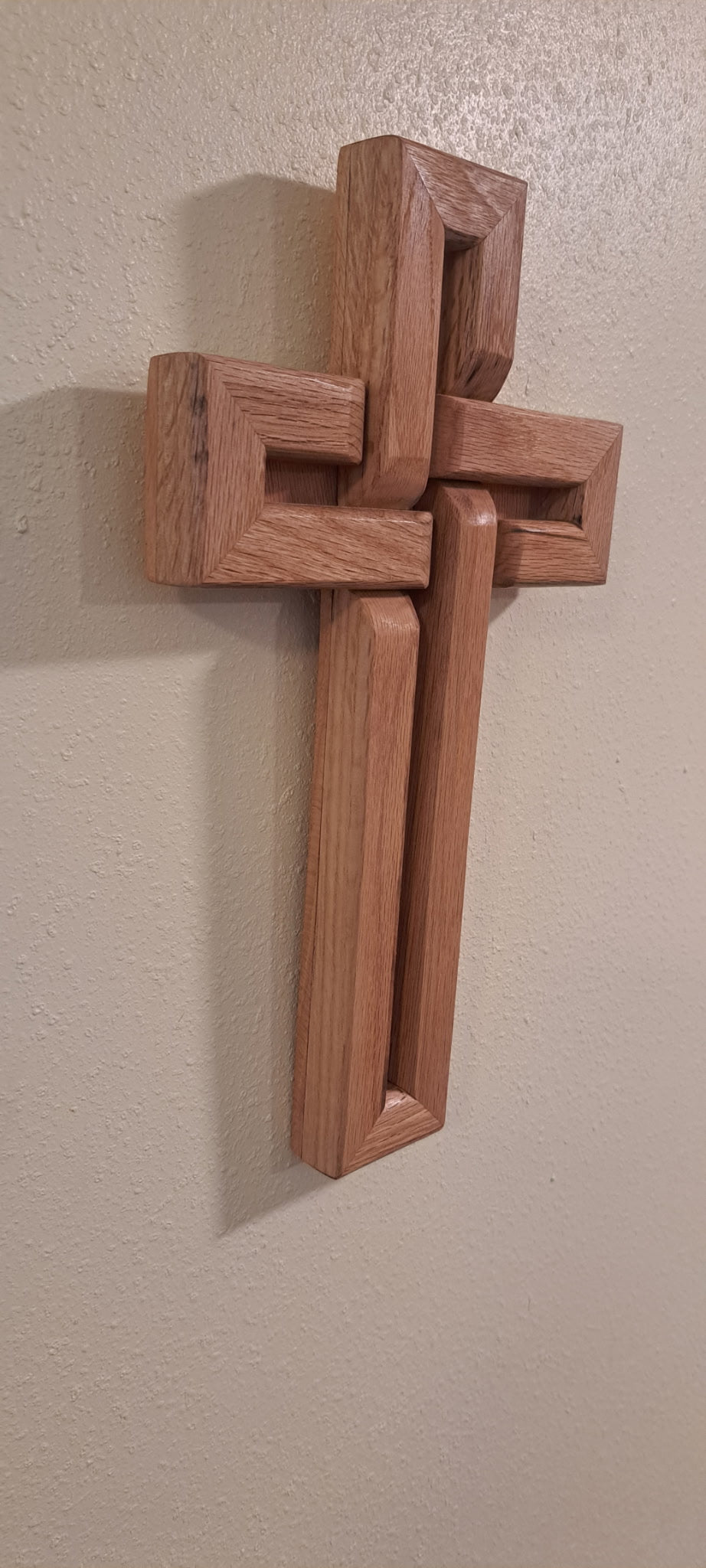 Handmade Oak Wall Cross | Interlocking Wood Cross | Christian Home Decor | Rustic Faith Gift | Baptism • Wedding • Housewarming