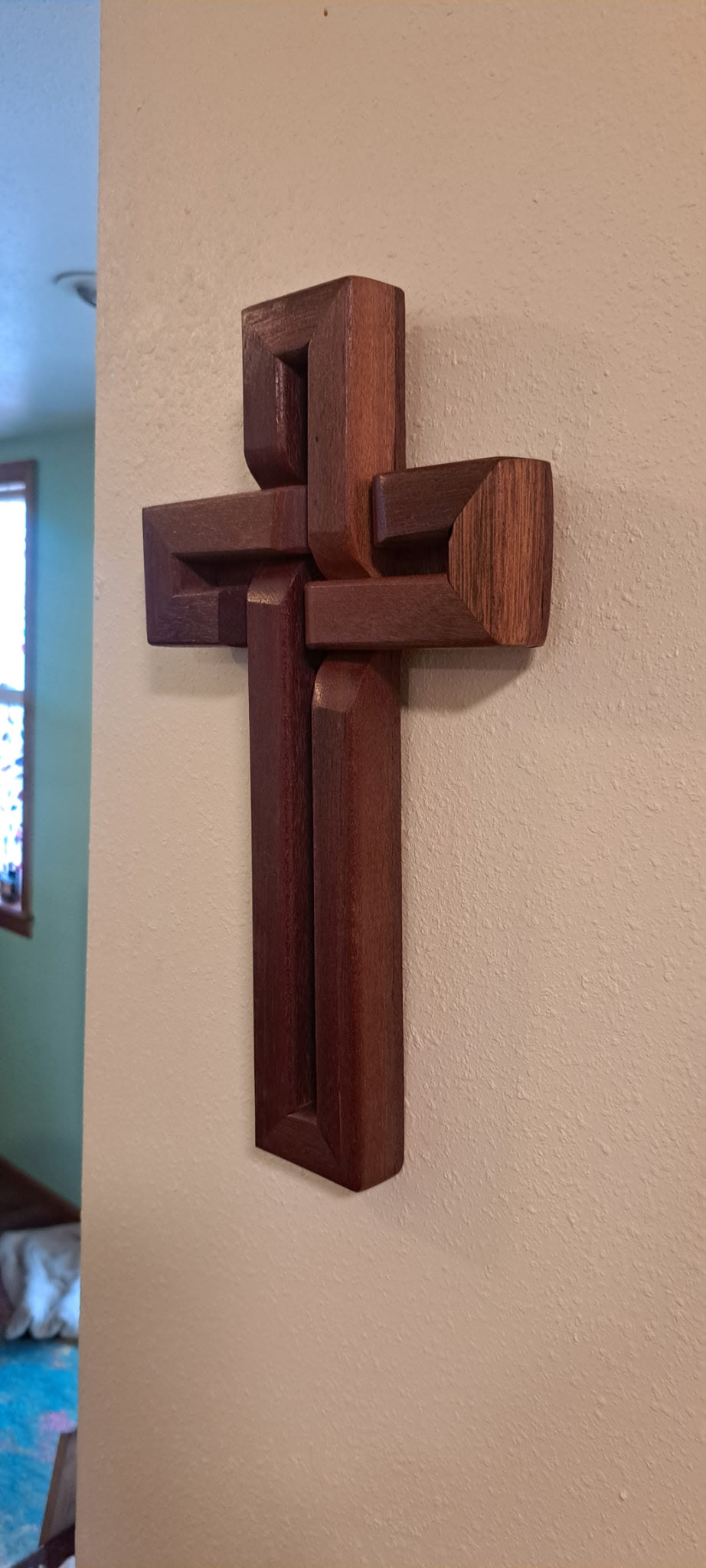 Handmade Mahogany Wall Cross | Deep Mahogany Finish | Christian Wood Decor | Religious Gift | Wedding • Memorial • Baptism